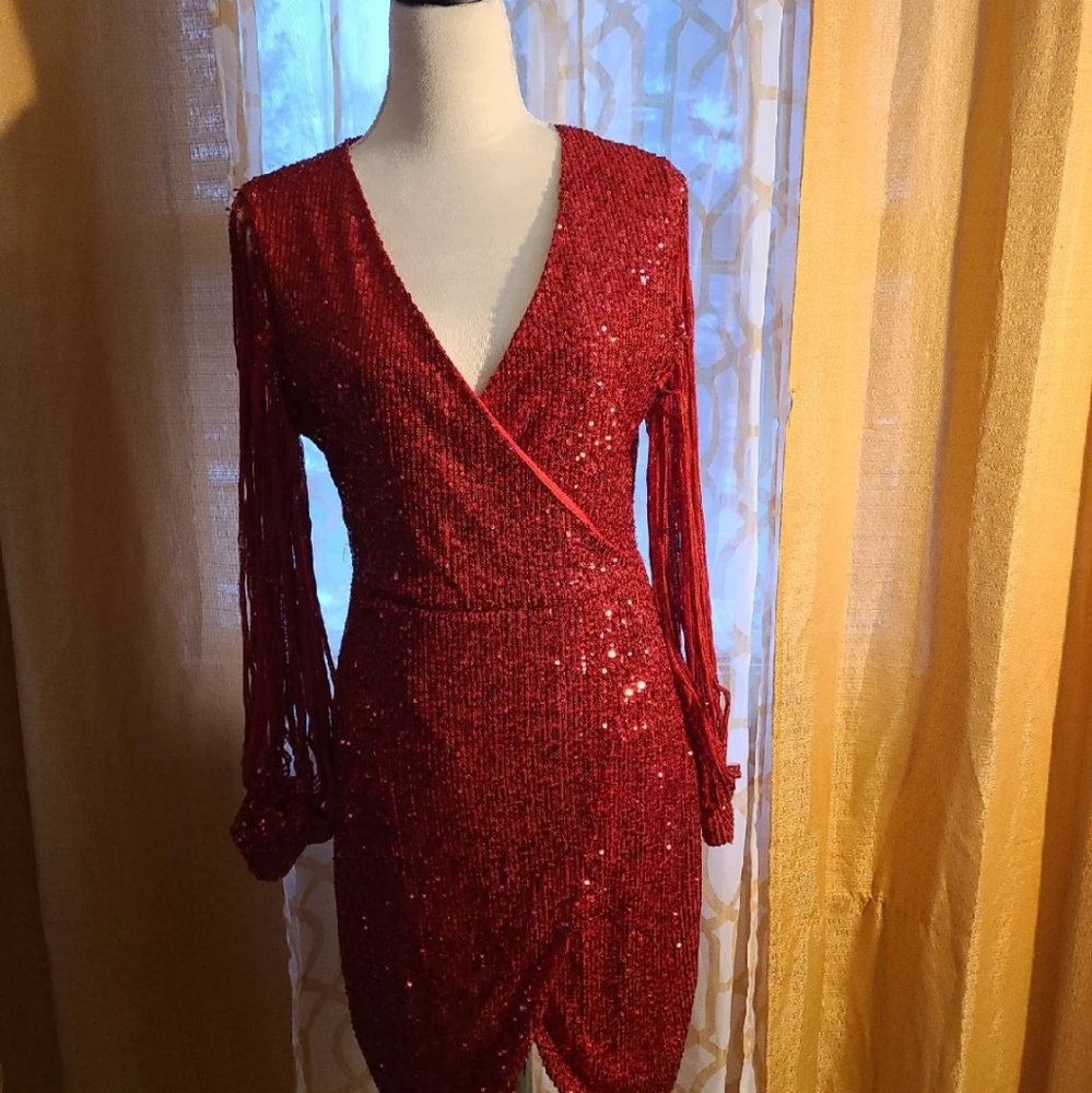 Women's Prom dress  size... red  glittered   party Festival dress